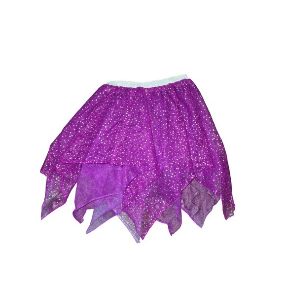 Childs Purple Sparkle Skirt Dress Up Dreams Size 7-10 Handkerchief Hem jj3667 - Picture 3 of 5